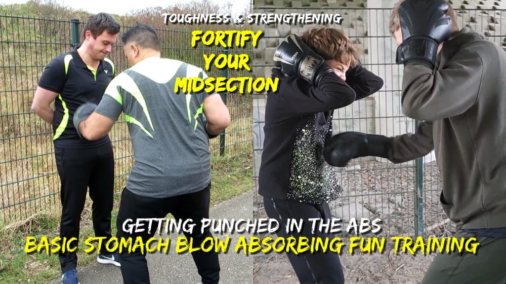 Basic stomach blow absorbing fun training, belly punching, stomach, abdomen, abs punches, gut punch