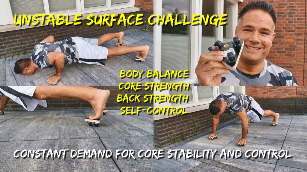 Push up challenge, unstable push ups strength training, core stability, back insane body balance