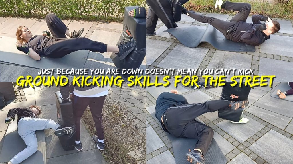 Kicking from the ground drills, ground kicking skills for the streets, streetfight, ground combat