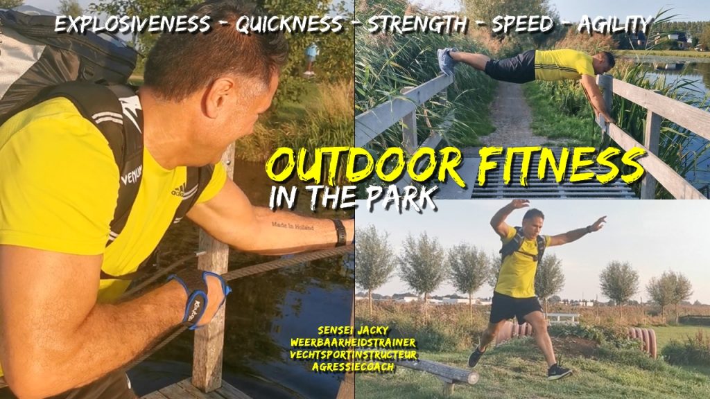 Outdoor fitness training, outside sports gym, workout in the park, park bootcamp, enjoy the open air