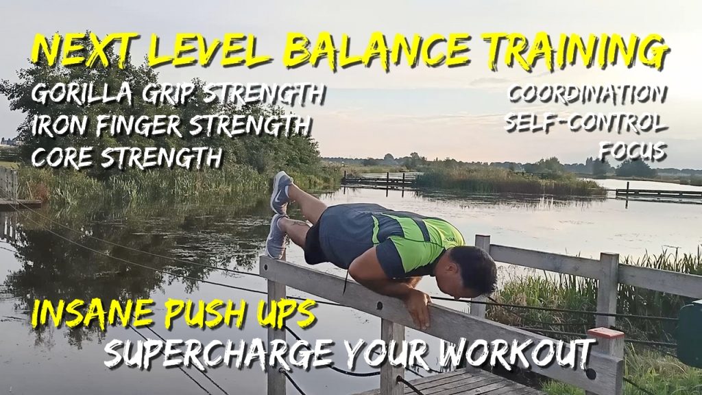 Push up challenge, insane balance, stay balanced on a park bench, while doing close grip push ups